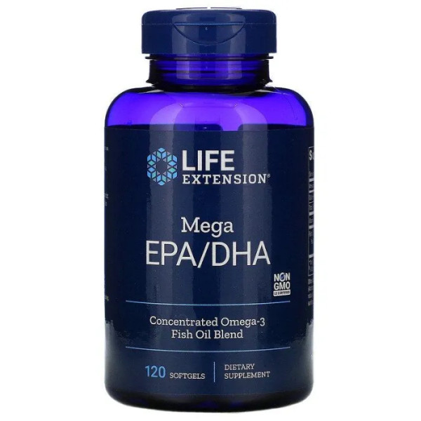 Риб'ячий жир, мега EPA DHA, Mega EPA\/DHA, Life Extension, 120 м'яких капсул
