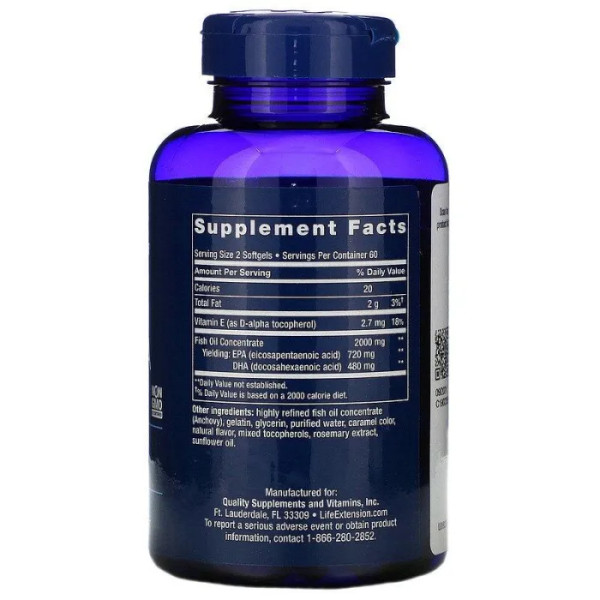 Риб'ячий жир, мега EPA DHA, Mega EPA\/DHA, Life Extension, 120 м'яких капсул