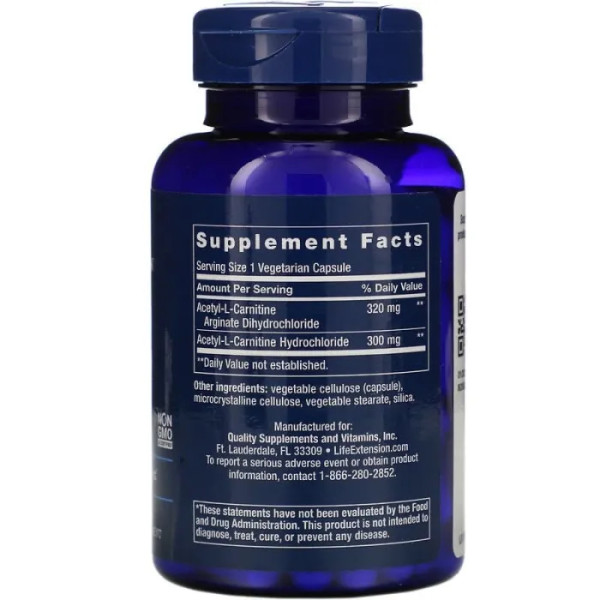 Ацетил карнитин аргинат (Acetyl-L-Carnitine Arginate), Life Extension, 90 капсул