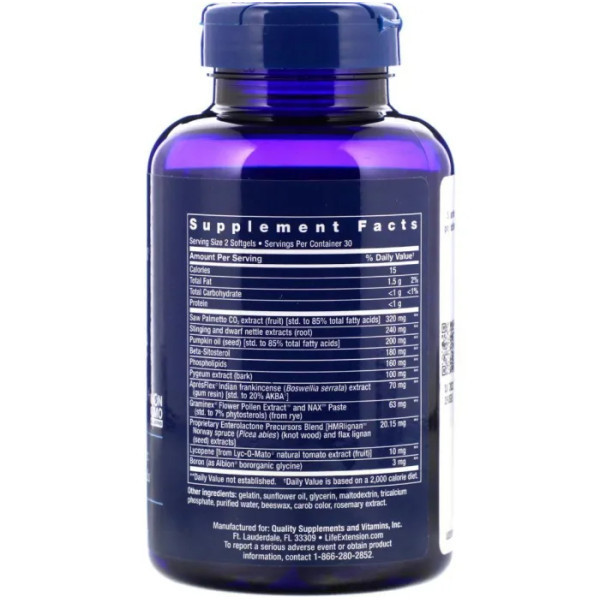 Здоровье простаты, Ultra Natural Prostate, Life Extension, 60 капсул