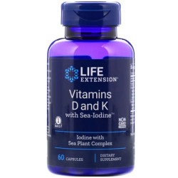 Вітамін D і K з йодом, Life Extension Vitamins D and K with Sea-Iodine, 60 капсул