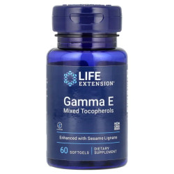Вітамін E, гамма E, змішані токофероли, Gamma E Tocopherols Life Extension, 60 капсул