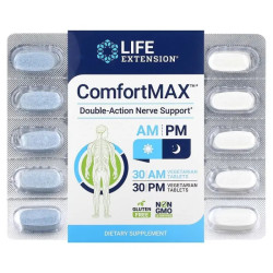 Підтримка нервової системи, подвійна дія, ранок та вечір, ComfortMax Life Extension, 60 вегетаріанських таблеток