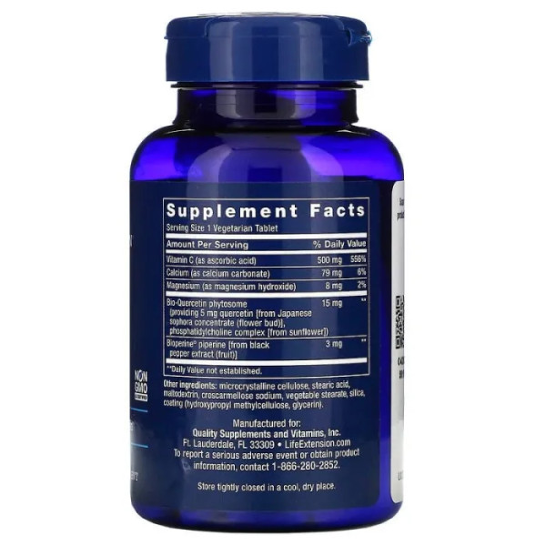 Вітамін С з біо-кверцетином, Fast-C and Bio-Quercetin Phytosome, Life Extension, 60 таб.