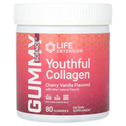 Колаген жувальний, смак вишня та ваніль, Life Extension Youthful Collagen, 80 жувальних цукерок