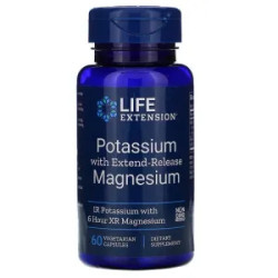 Калій з магнієм, пролонгована дія, Life Extension Potassium with Extend-Release Magnesium, 60 вегетаріанських капсул