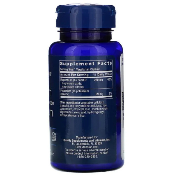 Калій з магнієм, Potassium with Extend-Release Magnesium, Life Extension, пролонгованої дії, 60 вегетаріанських капсул