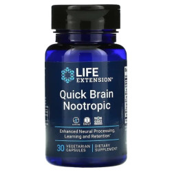 Нутропік для мозку, Life Extension Quick Brain Nootropic, 30 вегетаріанських капсул
