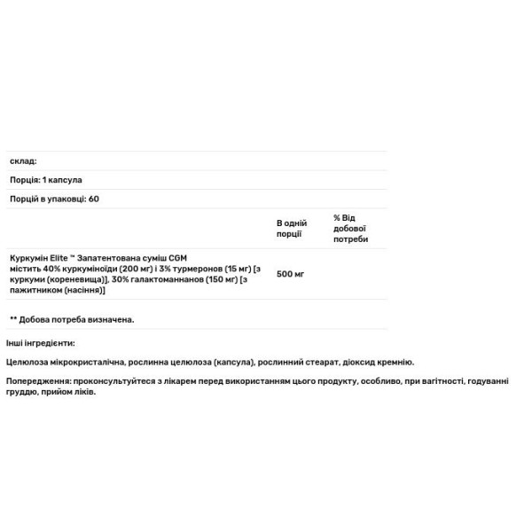 Куркума, Curcumin Elite Turmeric Extract, Life Extension, 60 капсул