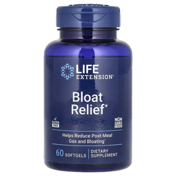 Засіб від здуття живота, Bloat Reliefe, Life Extension, 60 гелевих капсул