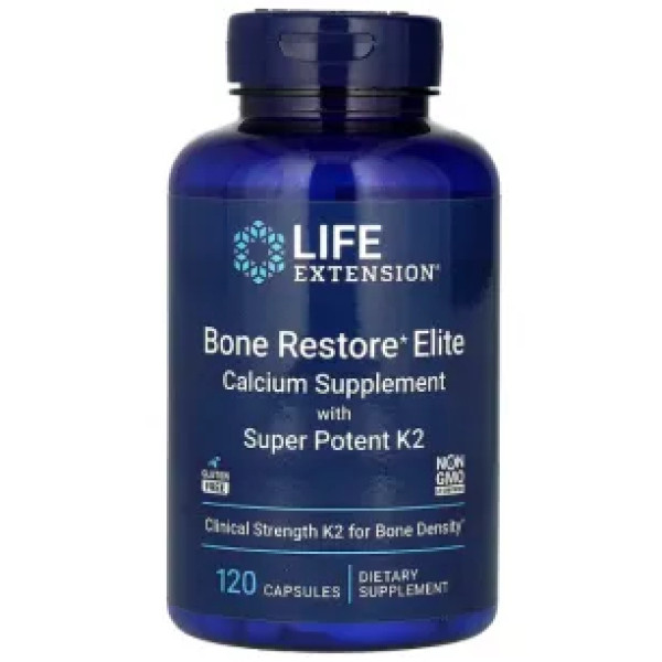 Відновлення кісток із суперактивним К2, Bone Restore Elite, Life Extension, 120 капсул