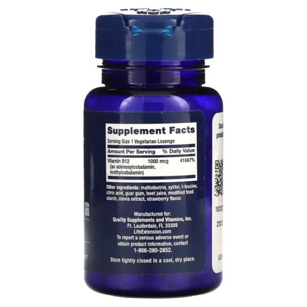 Вітамін B12, B12 Elite, Life Extension, 60 вегетаріанських льодяників
