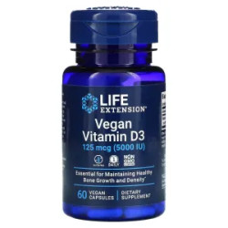 Вітамін D3 веганський 125 мкг 5000 МО, Vitamin D3 Life Extension, 60 веганських капсул
