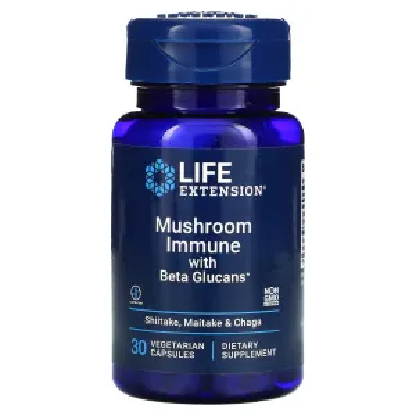 Гриби для імунітету, Mushroom Immune, Life Extension, з бета-глюканами, 30 вегетаріанських капсул