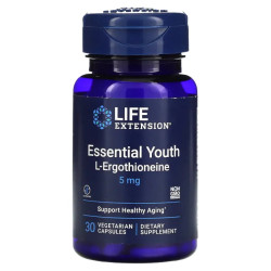L-эрготионин 5 мг, Life Extension Essential Youth L-Ergothioneine, поддержка молодости, 30 вегетарианских капсул