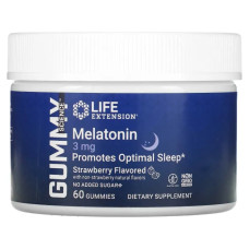Мелатонін 3 мг, жувальні, смак полуниці, Life Extension Gummy Science Melatonin, 60 жувальних цукерок