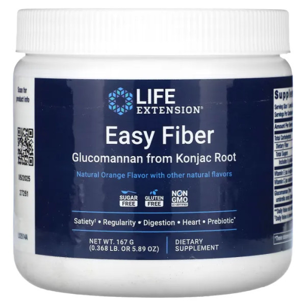 Суміш харчових волокон, Easy Fiber, Life Extension, зі смаком апельсина, 167 г