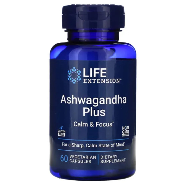 Ашвагандха, Ashwagandha Plus, Life Extension, 60 капсул