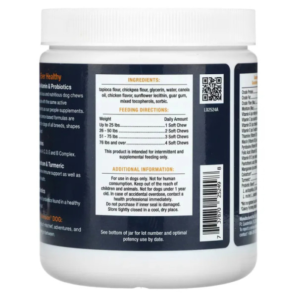 Мультивітаміни та пробіотики для собак, Dog, Multivitamin & Probiotics, Life Extension, смак курки, 360 г, 90 жувальних цукерок