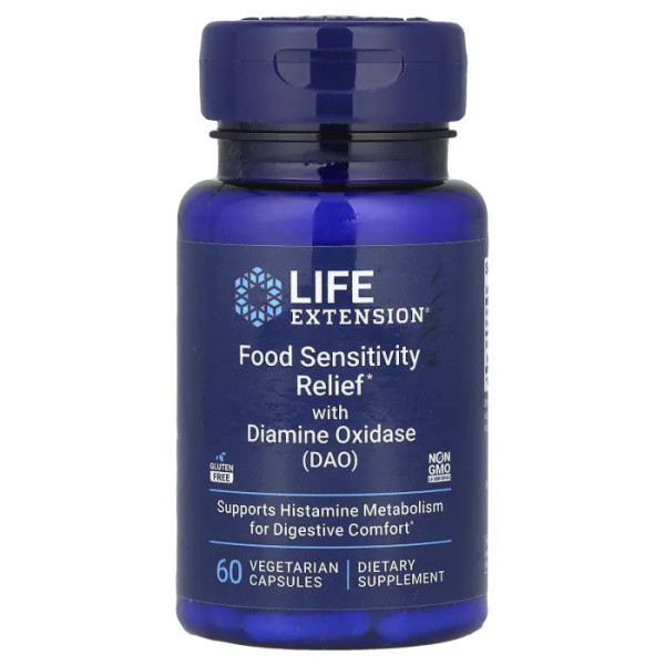 Підтримка травлення з діаміноксидазою (ДАО), Food Sensitivity Relief with Diamine Oxidase (DAO), Life Extension, 4,3 мг, 60 вегетаріанських капсул