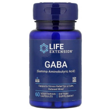 ГАМК, GABA Life Extension, 60 вегетарианских капсул