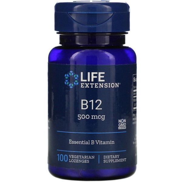 Вітамін В12 (метилкобаламін), Vitamin B-12, Life Extension, 500 мкг, 100 льодяників