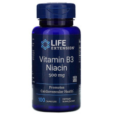 Вітамін В3 (Ніацин), Life Extension Vitamin B3 Niacin, 500 мг, 100 капсул