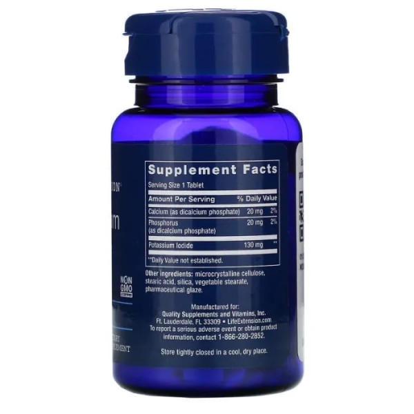 Йодид калію, Potassium Iodide, Life Extension, 130 мг, 14 таб.