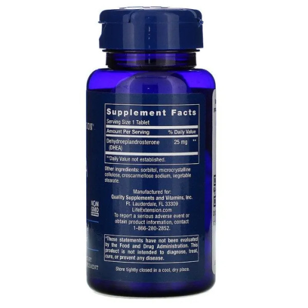 Дегідроепіандростерон, DHEA, Life Extension, 25 мг, 100 таблеток