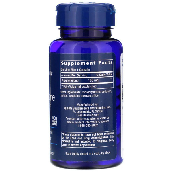 Прегненолон, Pregnenolone, Life Extension, 100 мг, 100 капсул