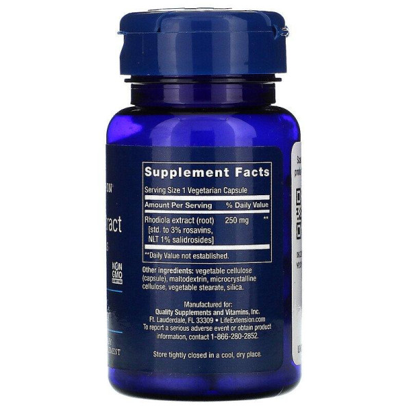 Родіола рожева (Rhodiola Extract), Life Extension, екстракт, 250 мг, 60 капсул