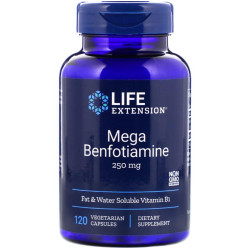 Бенфотиамин Мега, Life Extension Benfotiamine, 250 мг, 120 капсул