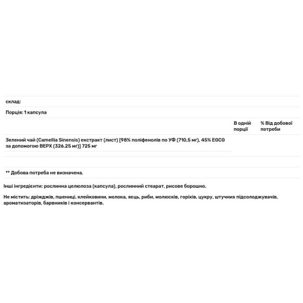 Зелений чай (Mega Green Tea), Life Extension, екстракт, 100 капсул