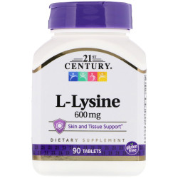 Лизин 600 мг, 21st Century L-Lysine, 90 таб.