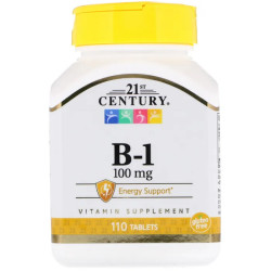 Тиамин 100 мг, 21st Century Vitamin B-1, 110 таблеток