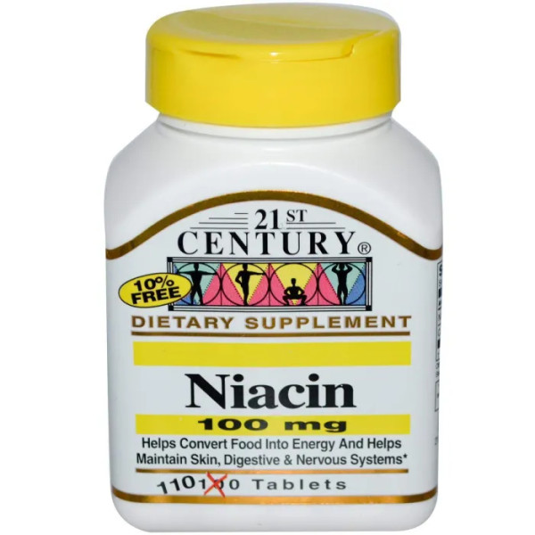 Витамин В3, Niacin, 21st Century, 100 мг, 110 таблеток