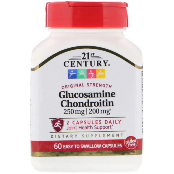 Глюкозамин хондроитин, Glucosamine, Chondroitin, 21st Century, 250\/200 мг, 60 кап.