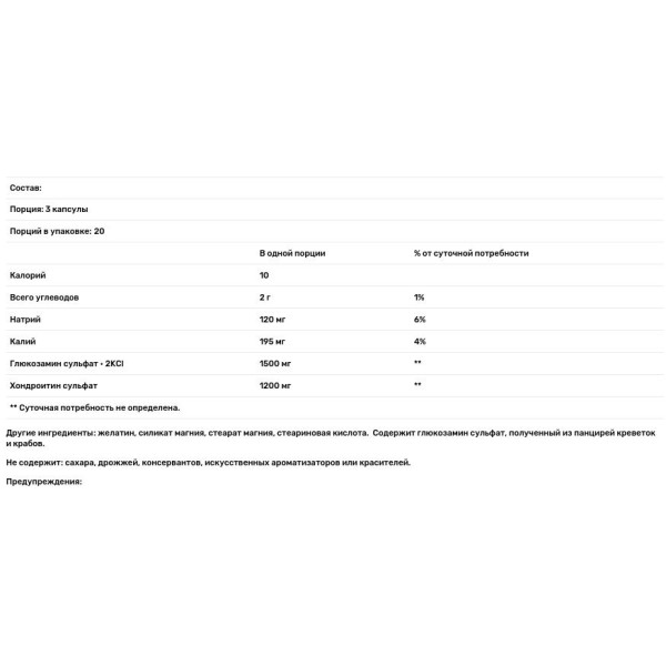 Глюкозамин и хондроитин, Glucosamine 500 mg Chondroitin 400 mg, 21st Century, 60 кап.