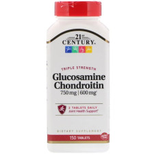 Глюкозамин 750 мг и хондроитин 600 мг, 21st Century Glucosamine 750 mg Chondroitin 600 mg, 150 таб.
