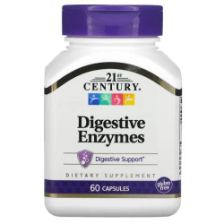 Пищеварительные ферменты, 21st Century Digestive Enzymes, 60 капсул