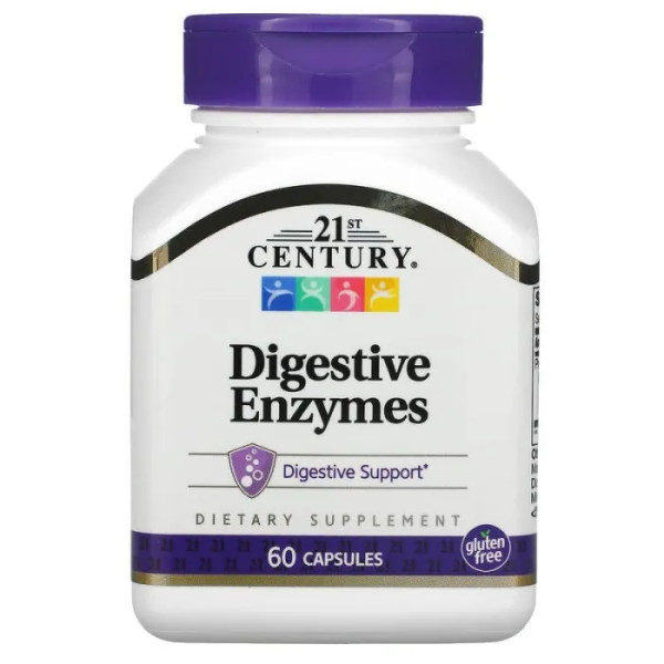 Травні ферменти, Digestive Enzymes, 21st Century, 60 капсул