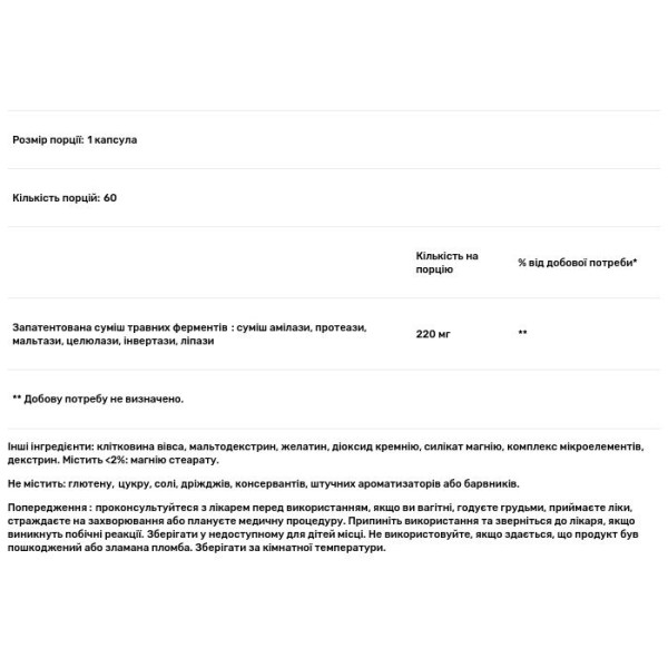 Травні ферменти, Digestive Enzymes, 21st Century, 60 капсул