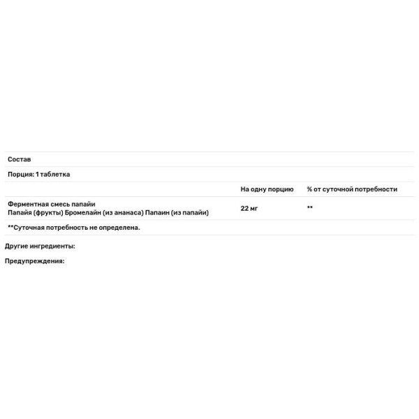 Папаин, Papaya Enzyme, 21st Century, 100 таблеток