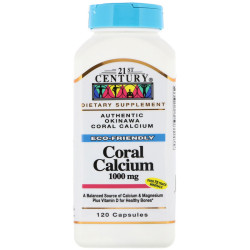 Кораловый кальций 1000 мг, 21st Century Coral Calcium, 120 капсул