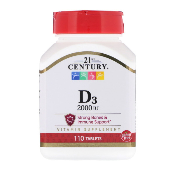 Вітамін D3, Vitamin D3, 21st Century, 2000 МО, 110 таблеток