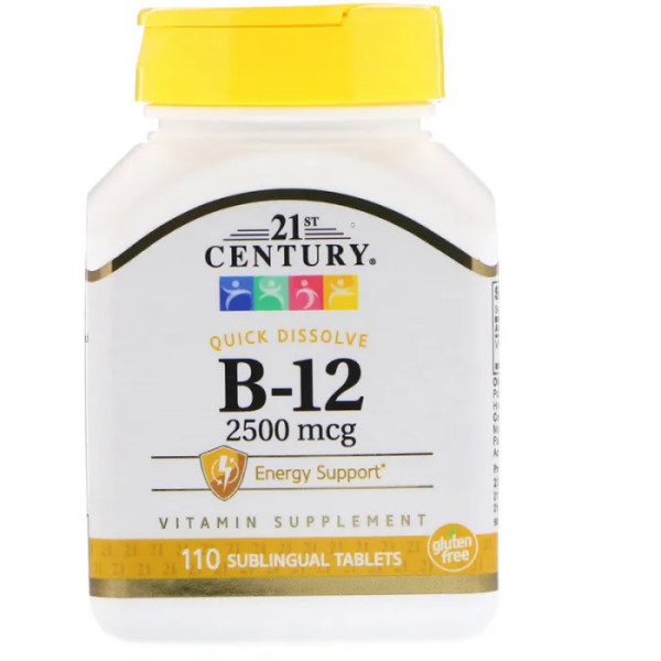 Витамин В12, Vitamin B-12, 21st Century, 2500 мкг, 110 таб.
