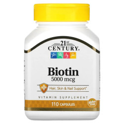 Биотин 5000 мкг, 21st Century Biotin, 110 капсул