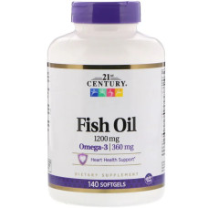 Рыбий жир 1200 мг, Fish Oil 21st Century, 140 гелевых капсул