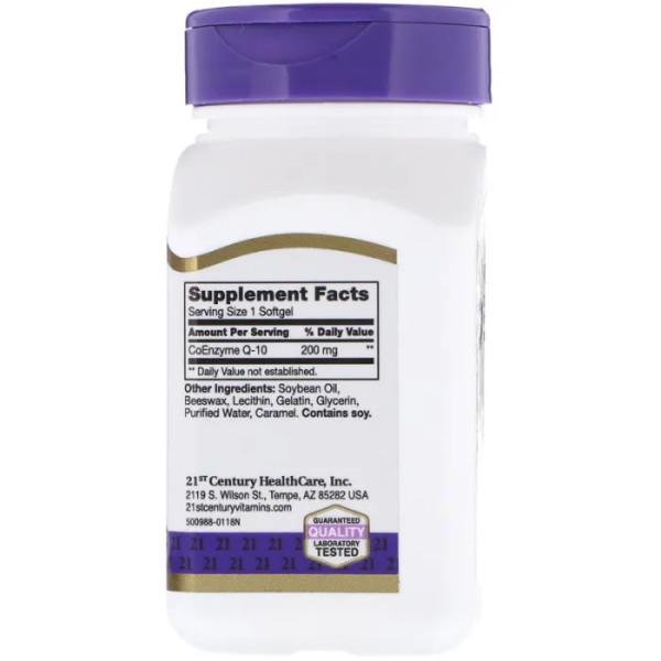Коэнзим Q10, Co Q-10, 21st Century, 200 мг, 90 капсул