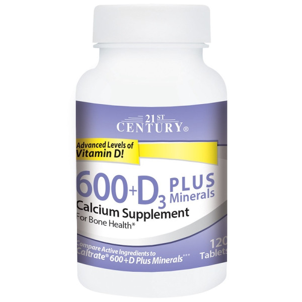 Кальцій, D3, Мінерали, 600 + D3 Plus Minerals, 21st Century, 120 таблеток